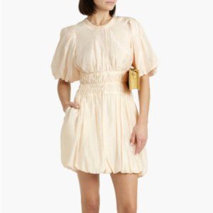 NWT Jonathan Simkhai mini dress with back cutout and puff sleeves